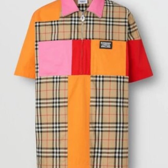BURBERRY colour block vintage check shirt